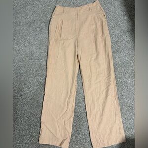 Avec Les Filles Beige Straight Leg Linen Blend Trousers Pants Women's Size 6